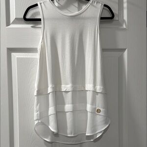 Michael Kors Cream Asymmetrical Tiered Tank Top